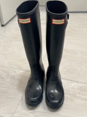 Hunter Navy Blue Original Tall Rain Boots Waterproof Classic Size 5